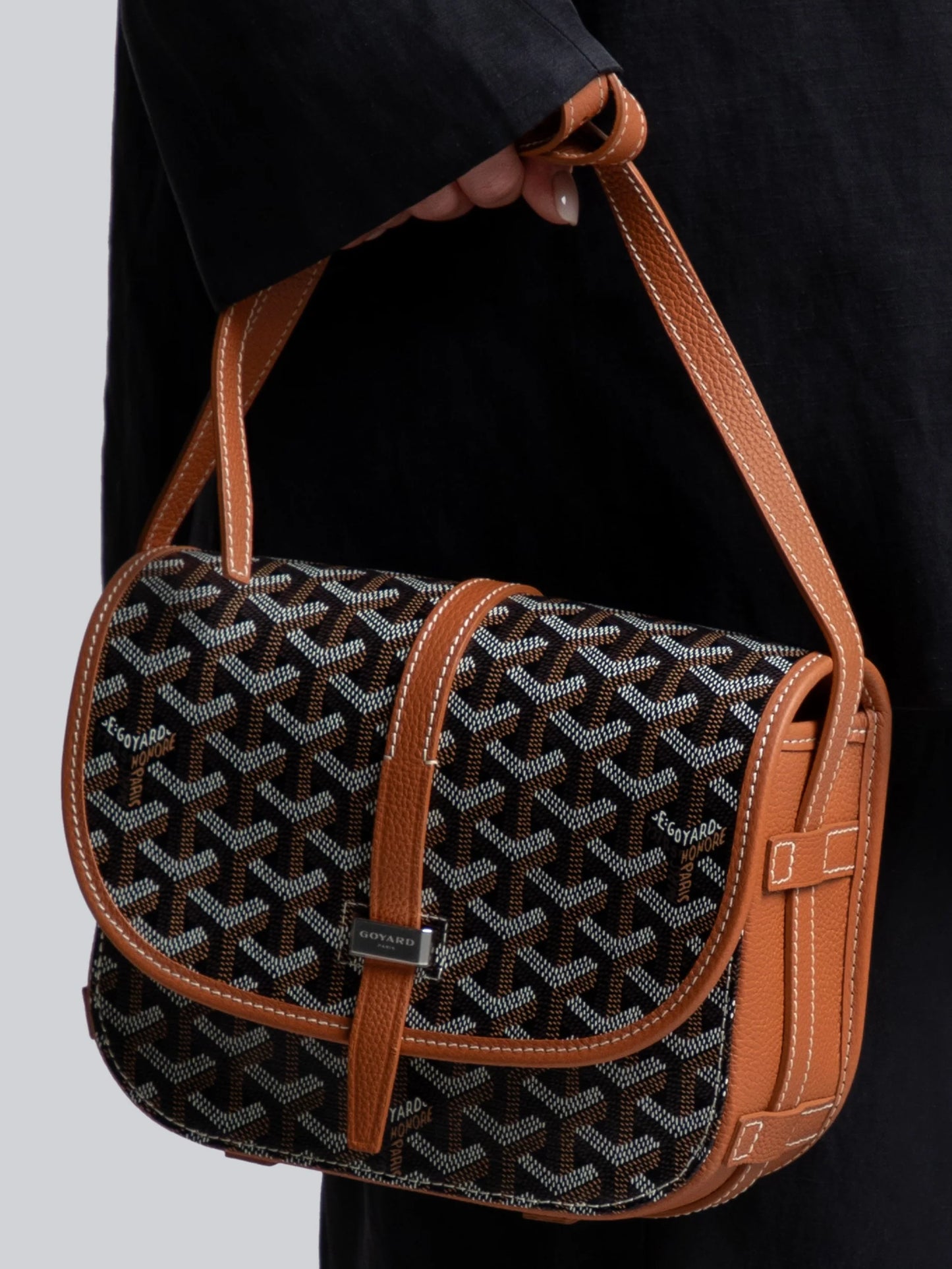 Goyard Goyardine Belvedere II Black/Tan PM Messenger Bag